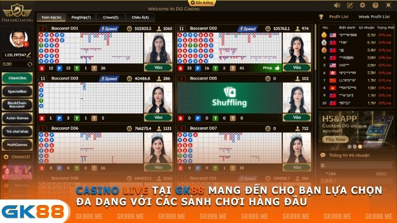 Từ các trò chơi cổ điển như Baccarat, Roulette, Blackjack đến các trò chơi hiện đại hấp dẫn, tất cả đều được phát trực tiếp với chất lượng cao