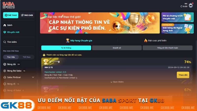 Ưu điểm vượt trội của Saba Sport tại GK88